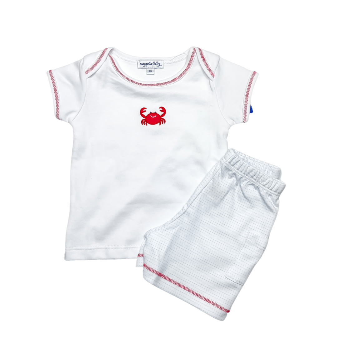 Snappy Crabs Embroidered Short Set